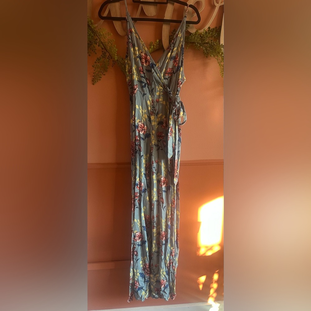 Floral Split leg Romper with Tie Waist